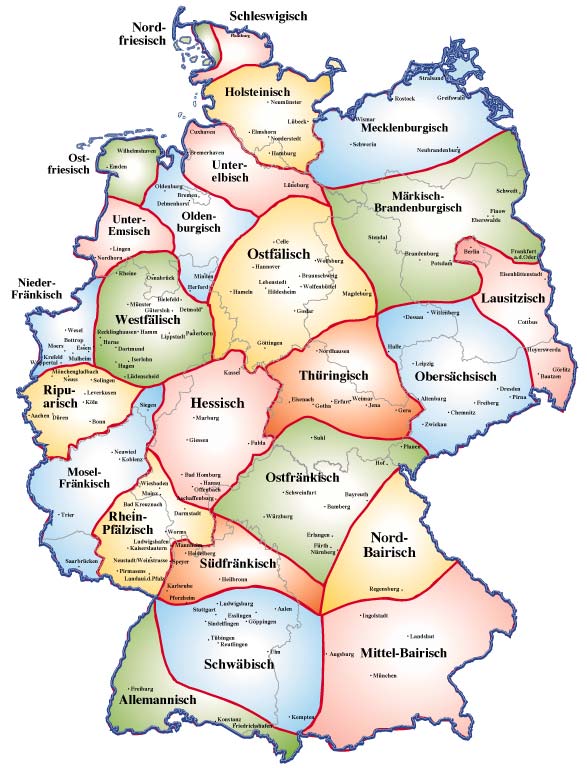 Maharishi Weltfriedens Stiftung: Kulturregionen Deutschland Dialekte